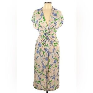 Prabal Gurang silky cowl neck floral midi dress for dressing up or down!